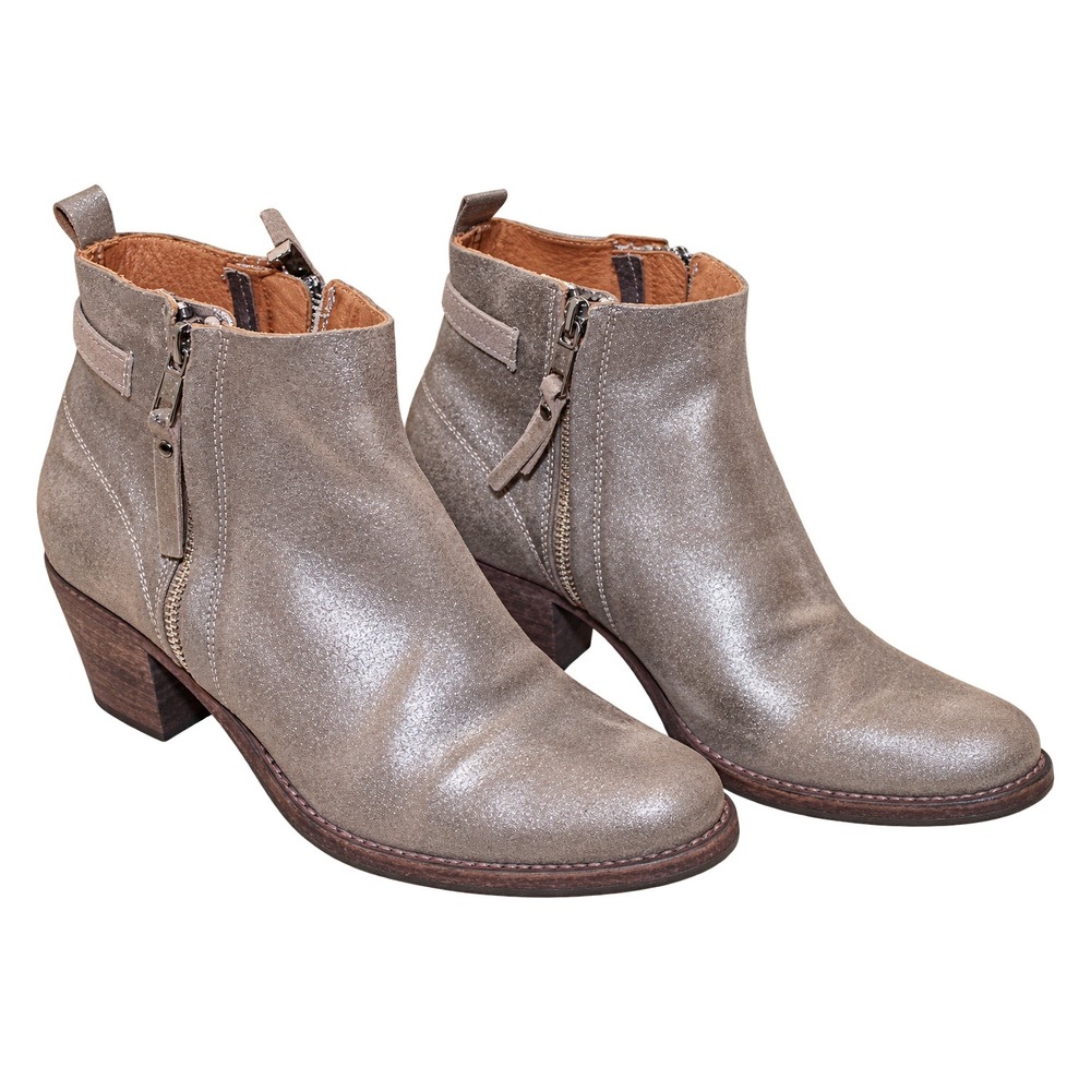 Humanoid Metallic Silver Leather Ankle Boots Women 37 Silver